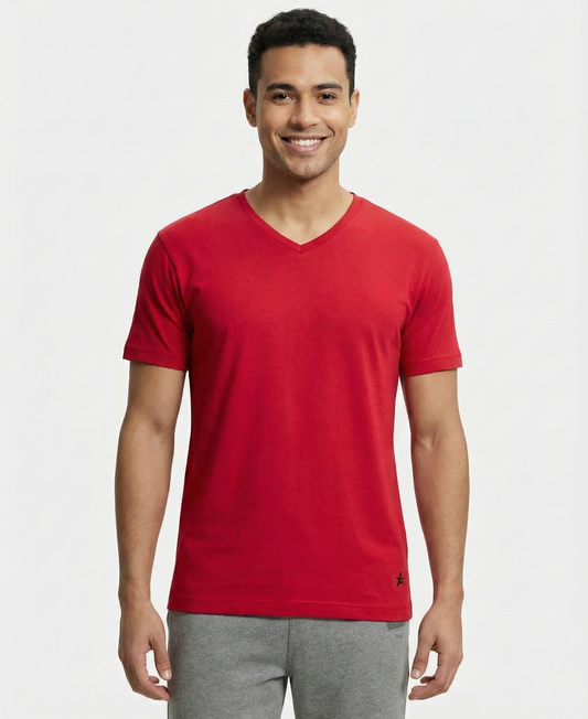 Jockey Men’s V-Neck Athleisure T-Shirt | Soft Cotton Rich Tee | Everyday Activewear | 2726