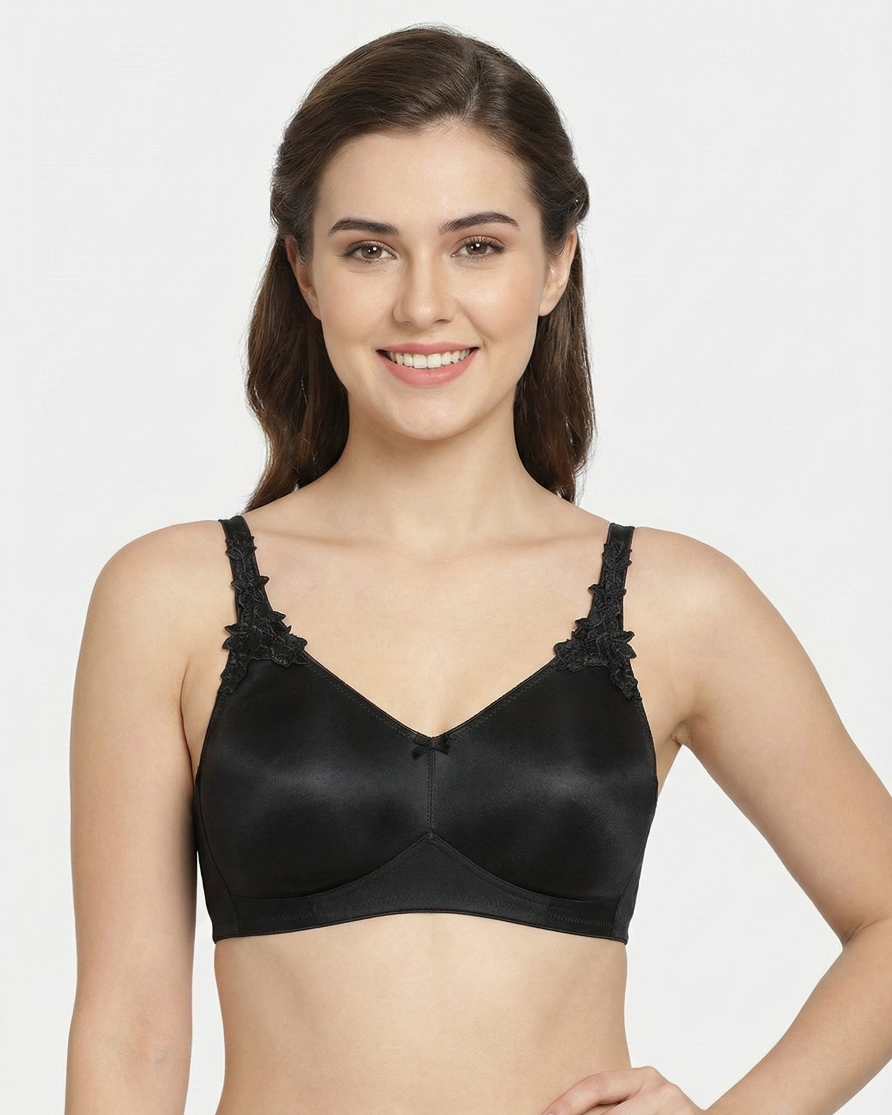 Triumph 100/300 Minimizer Non-Padded Non-Wired Big Cup Bra for Slimmer Look, Full Coverage & All-Day Comfort Black