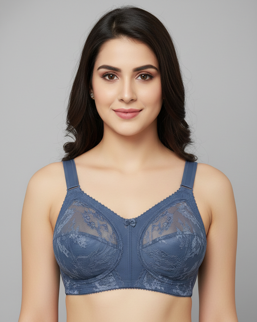 Triumph 20/319 Doreen Minimizer Full Figure Support Non-Padded Non-Wired Bra for Maximum Comfort & Firm Hold Blue Snow