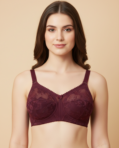 Triumph 20/319 Doreen Minimizer Full Figure Support Non-Padded Non-Wired Bra for Maximum Comfort & Firm Hold Deep Burgundy