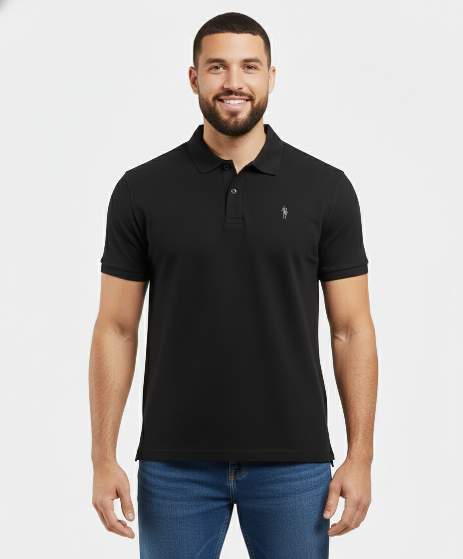 Jockey Men’s Athleisure Polo T-Shirt | Cotton Rich Casual Sports Polo | 3912 Black