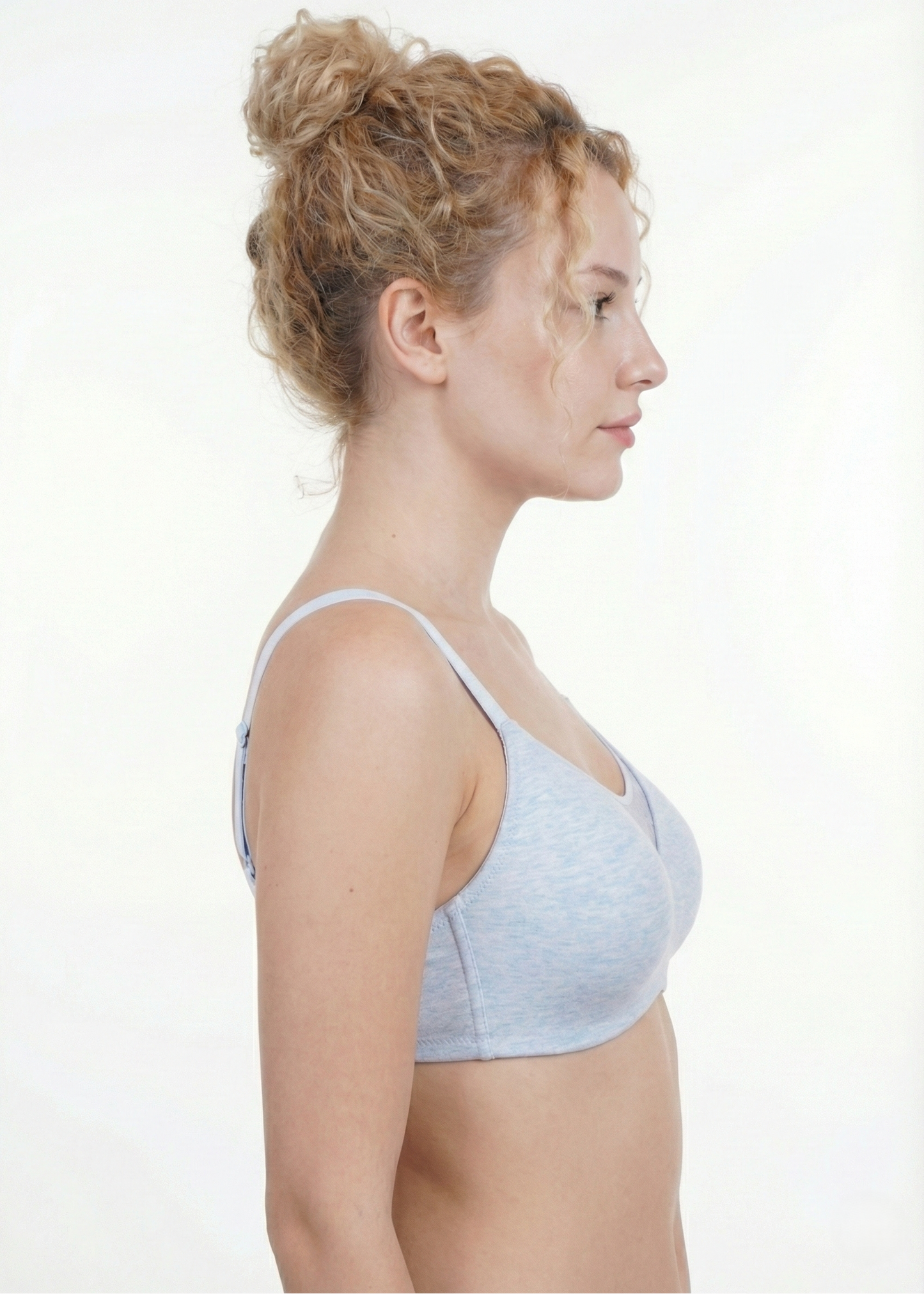 Triumph 110/538 Comfort 161 Padded Non-Wired Cotton T-Shirt Bra | Everyday Invisible 3/4 Coverage Bra Light Blue