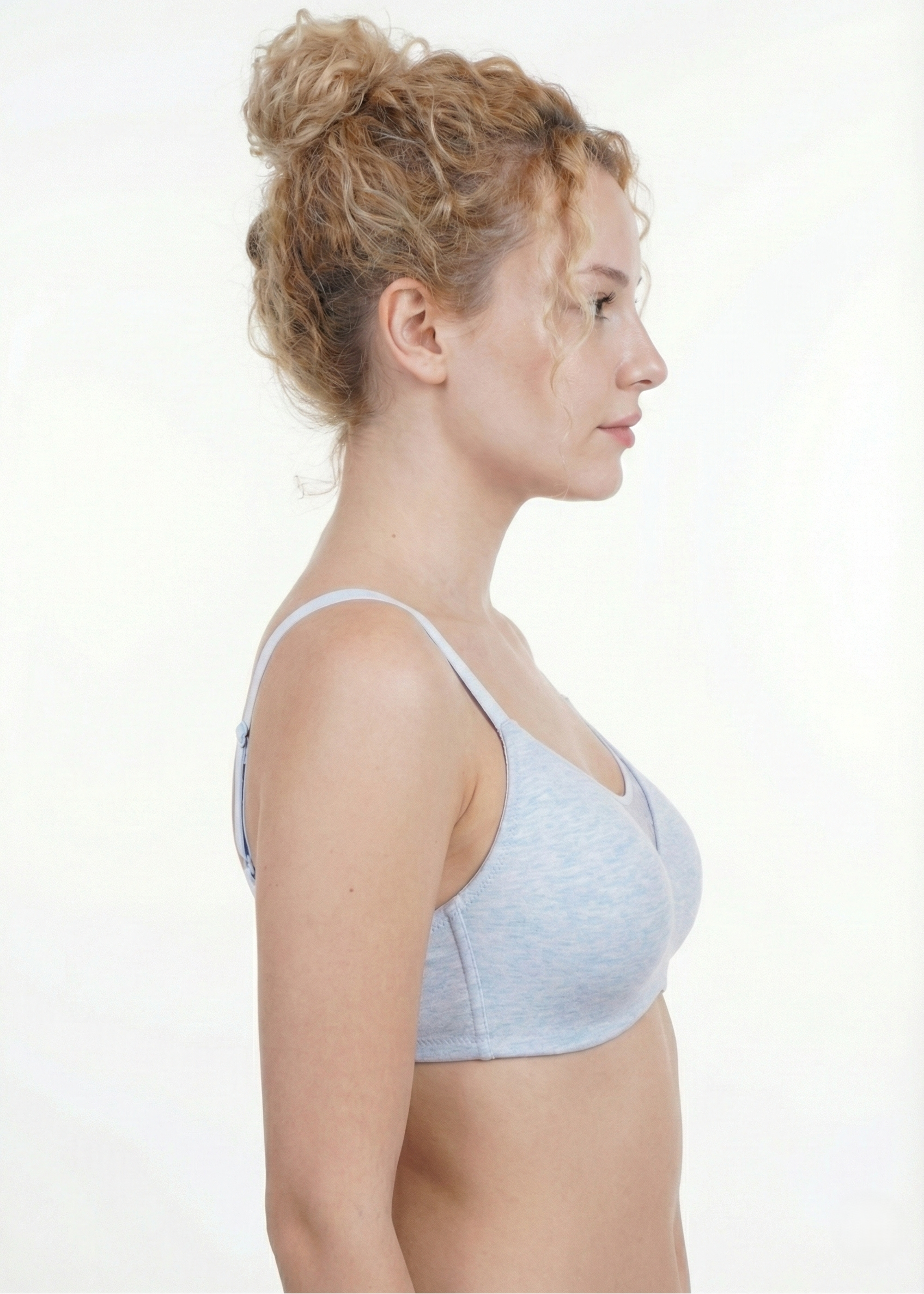 Triumph 110/538 Comfort 161 Padded Non-Wired Cotton T-Shirt Bra | Everyday Invisible 3/4 Coverage Bra Light Blue