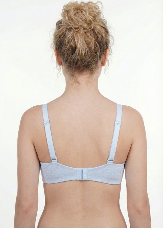 Triumph 110/538 Comfort 161 Padded Non-Wired Cotton T-Shirt Bra | Everyday Invisible 3/4 Coverage Bra Light Blue