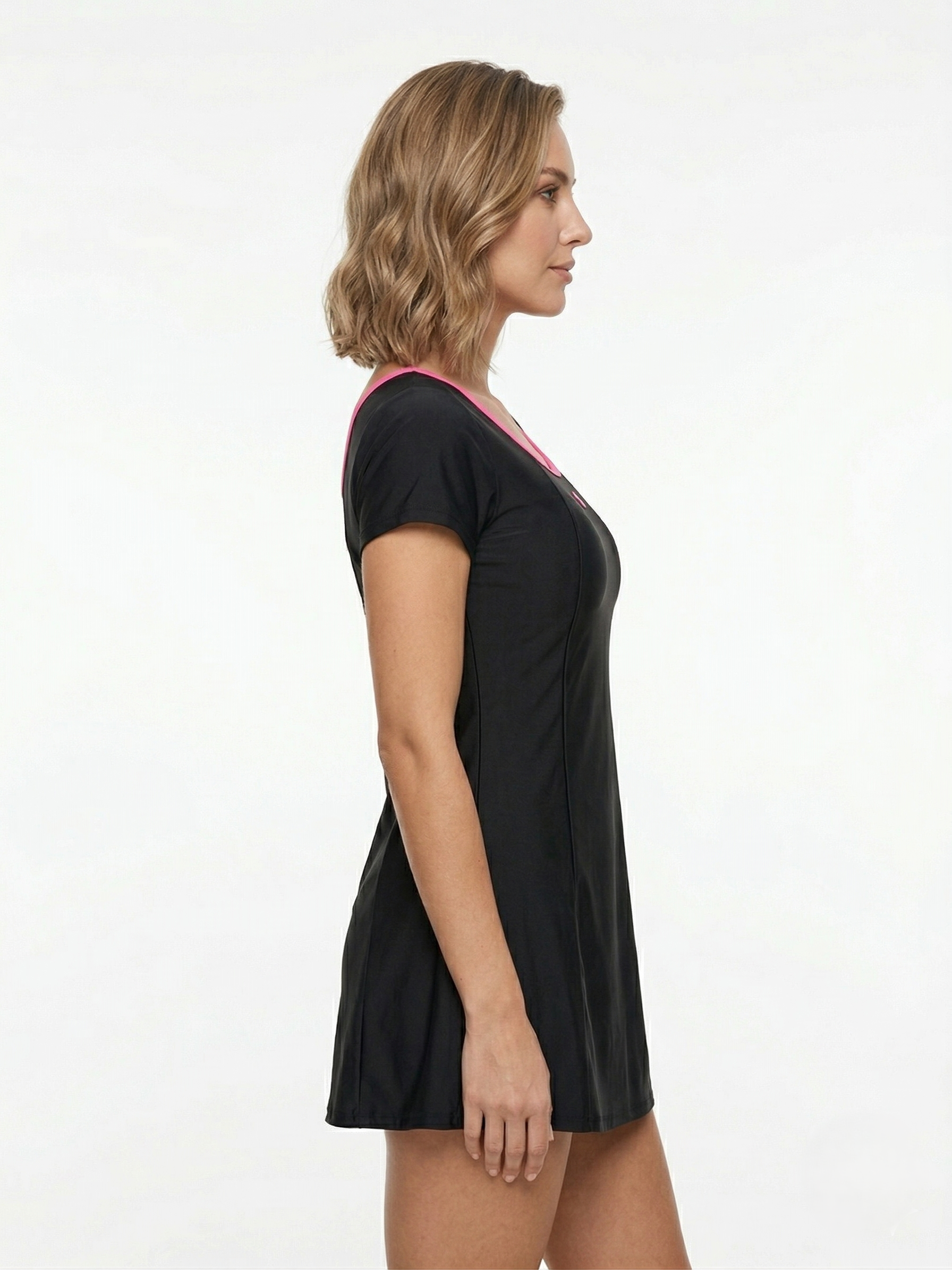 Lactra Women’s U-Back Swimdress 539 | Sleeve with Boyleg | Padded Support Stretch Swimwear Pl009