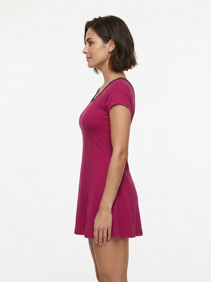 Lactra Women’s U-Back Swimdress 539 | Sleeve with Boyleg | Padded Support Stretch Swimwear Pl009