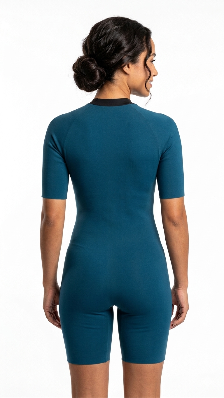 Lactra Women’s Kneesuit Swimwear 552 | Front Zip Closed Back | Padded Support Full Coverage Swim Suit Pl001 012