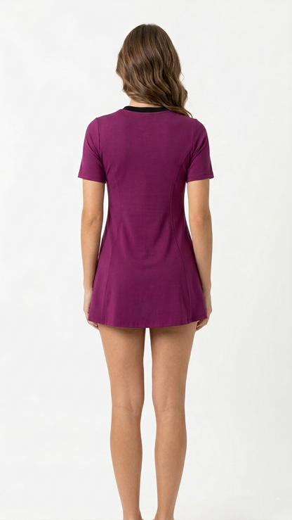 Lactra Women’s Closed Back Swimdress 574 | Short Sleeve Front Zip | Padded Support Modest Swimwear Pl01 08