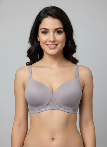 Triumph 765 Padded Non-Wired Bra | Smooth PU Cups | Everyday Comfort T-Shirt Bra for Women Smoky Lilac