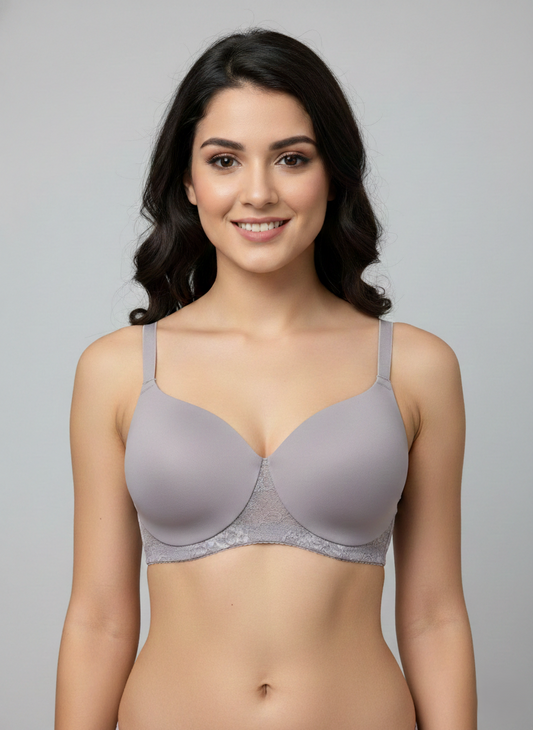 Triumph 765 Padded Non-Wired Bra | Smooth PU Cups | Everyday Comfort T-Shirt Bra for Women Smoky Lilac