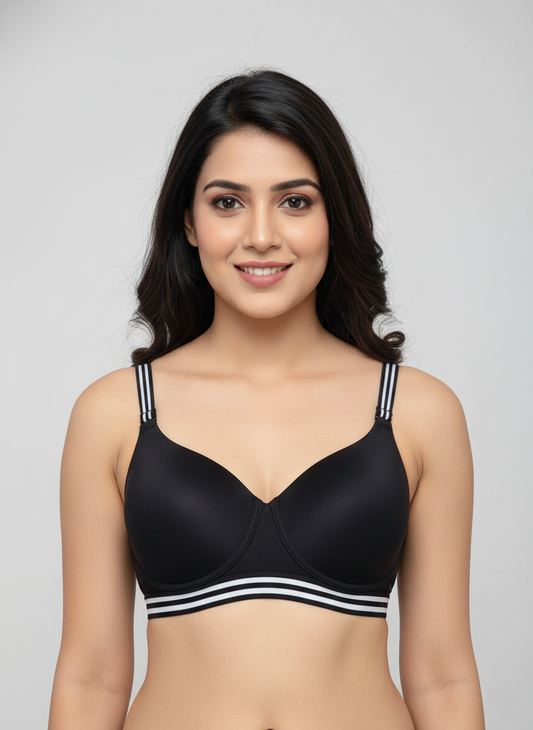 Triumph 784 Padded Non-Wired Bra | Smooth Full Coverage T-Shirt Bra | Everyday Comfort & Support Black