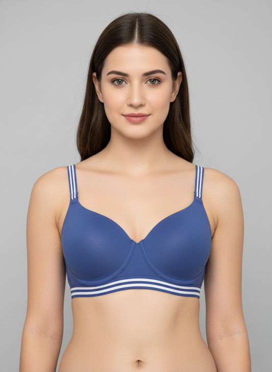 Triumph 784 Padded Non-Wired Bra | Smooth Full Coverage T-Shirt Bra | Everyday Comfort & Support Cosmic Blue