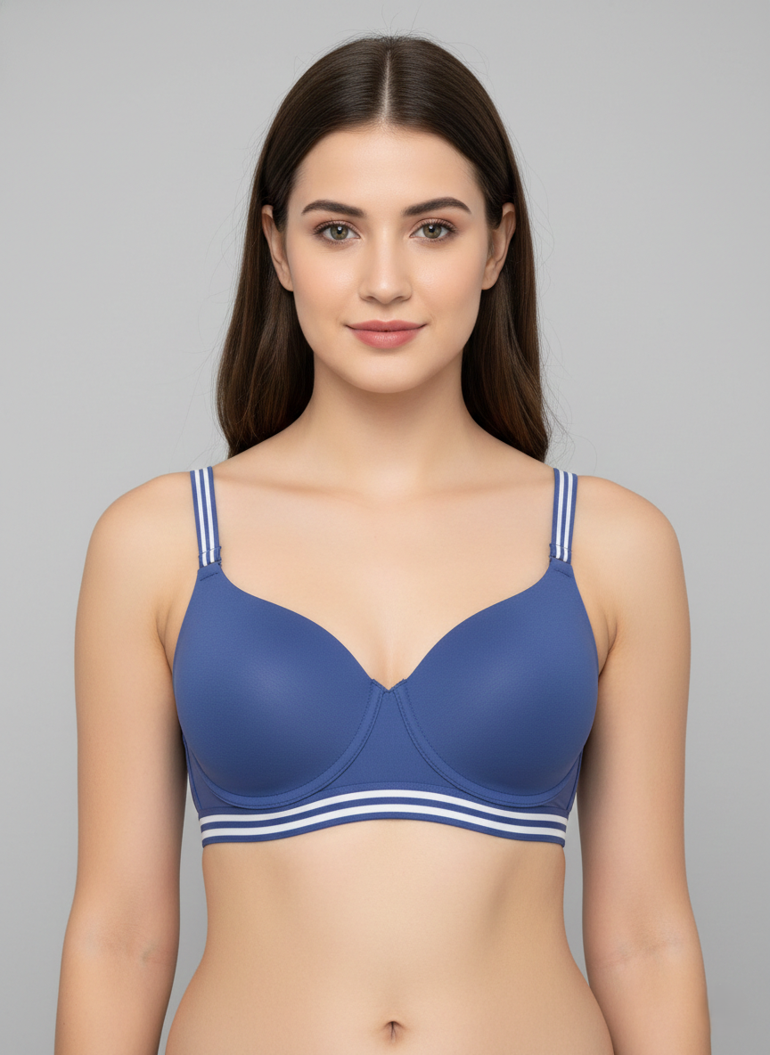 Triumph 784 Padded Non-Wired Bra | Smooth Full Coverage T-Shirt Bra | Everyday Comfort & Support Cosmic Blue