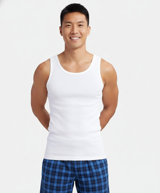 Jockey Men’s Racer Back Vest | 100% Cotton Soft Undershirt | Breathable Daily Innerwear | 9922