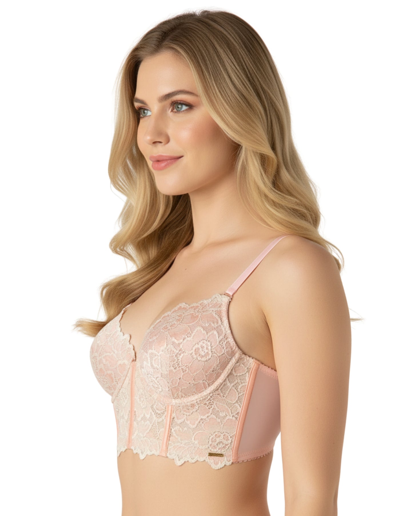 amante Femme Lace Longline Bra | Padded Wired Satin Trim Balconette Bra | BRA06201