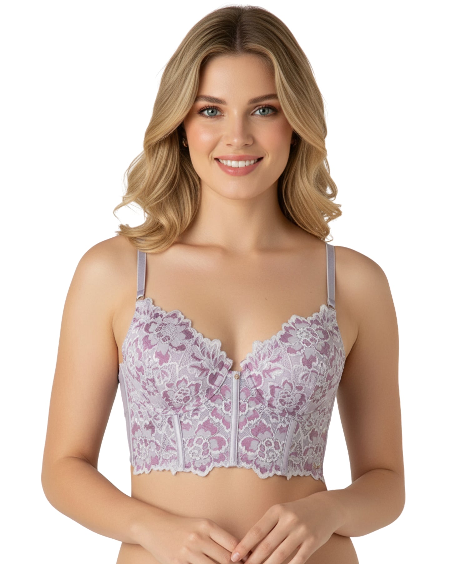 amante Femme Lace Longline Bra | Padded Wired Satin Trim Balconette Bra | BRA06201