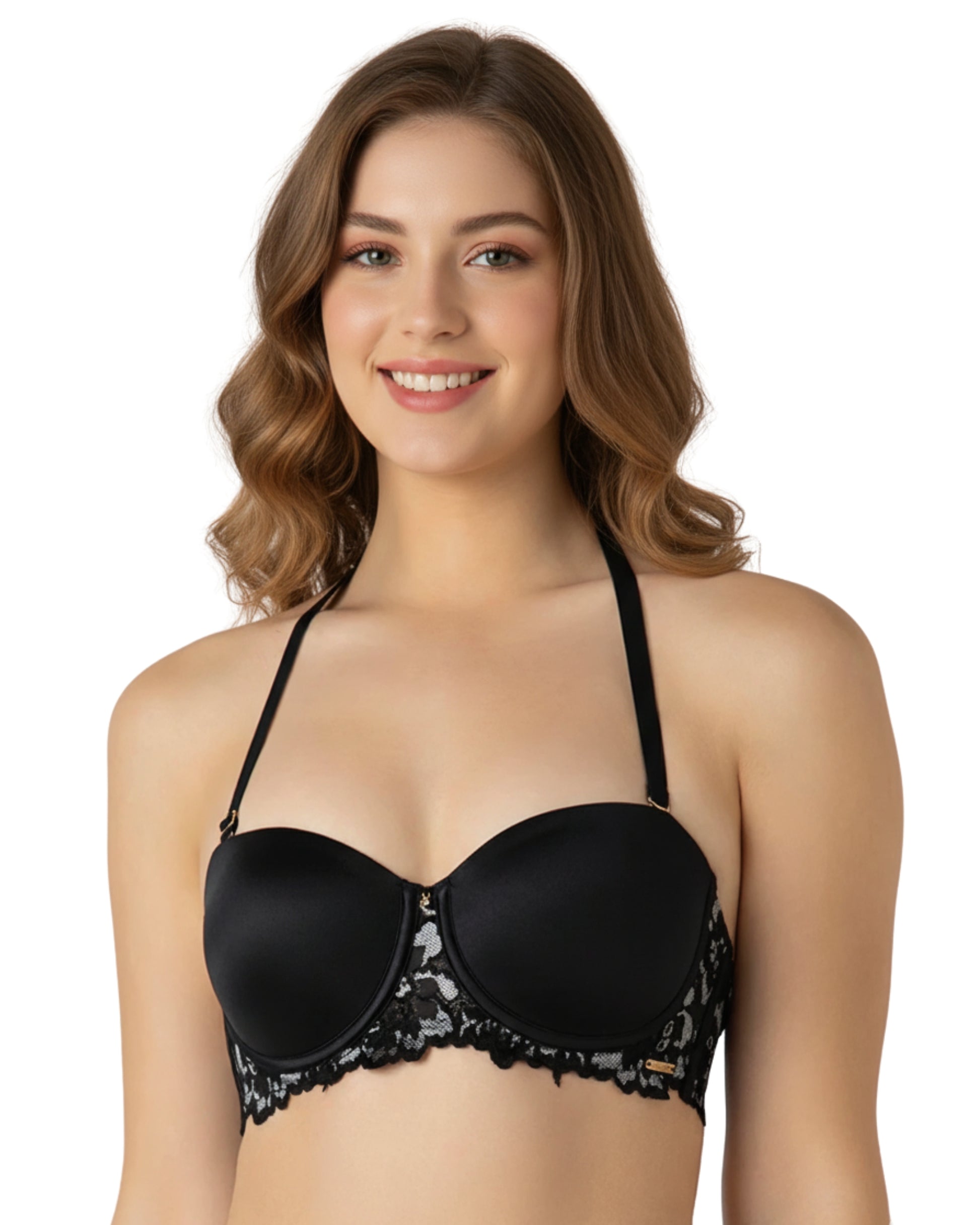 amante Femme Lace Multiway Bra | Padded Wired Balconette Backless Bra | BRA06301 Black