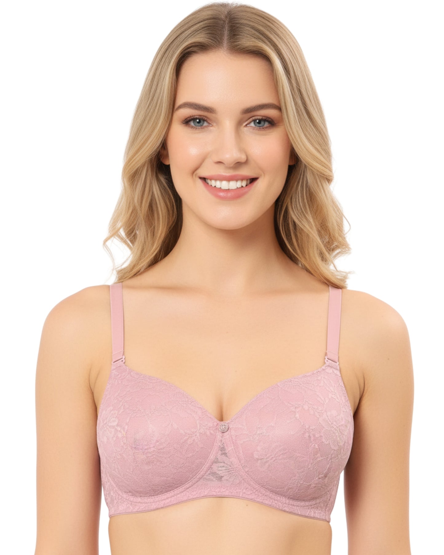 amante Lacy Padded Non-Wired Bra | Full Coverage Seamless T-Shirt Lace Bra | BRA10306