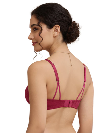 amante Allure Plunge Padded Non-Wired Bra | Jacquard Lace Plunge Bra | BRA111601