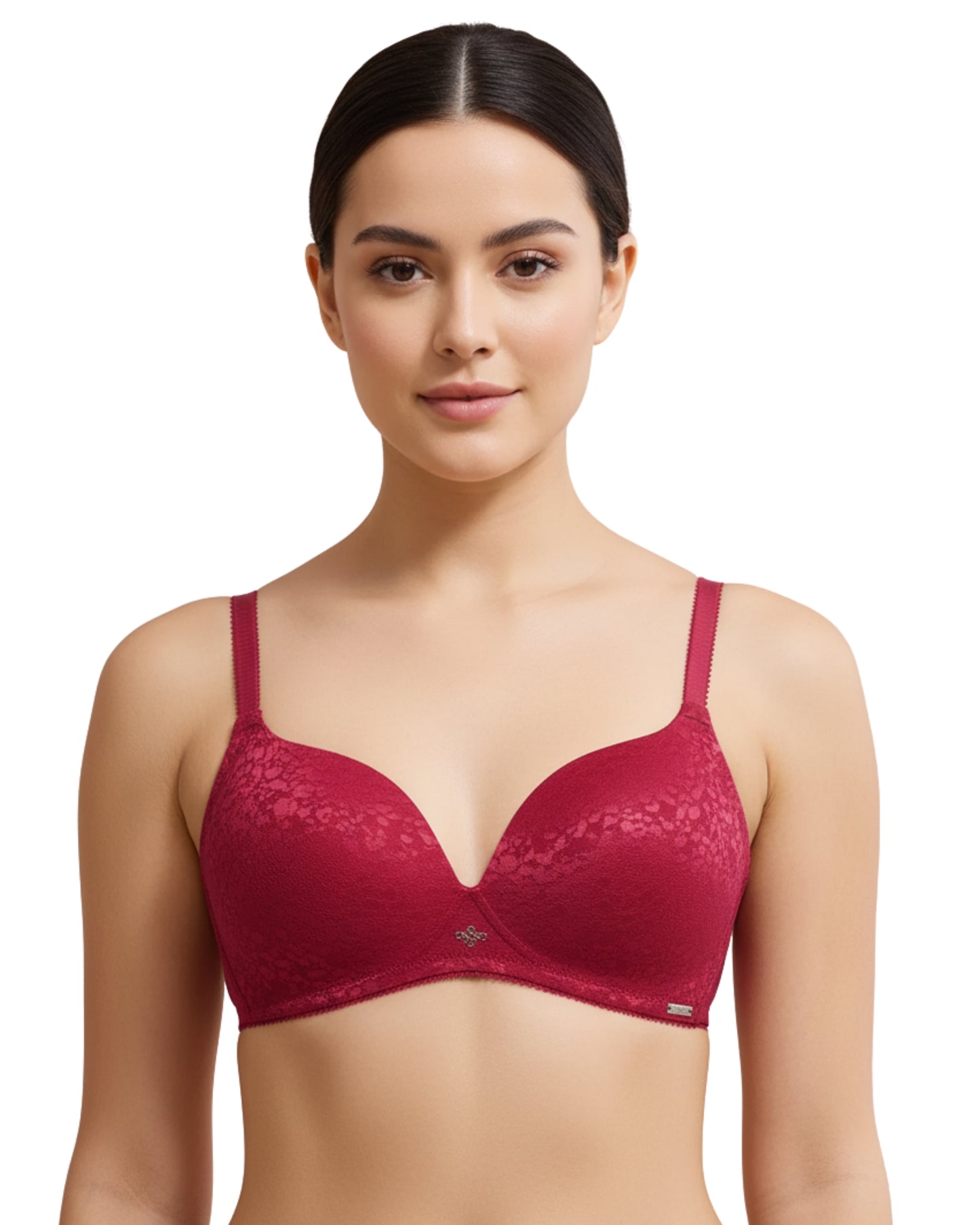 amante Allure Plunge Padded Non-Wired Bra | Jacquard Lace Plunge Bra | BRA111601