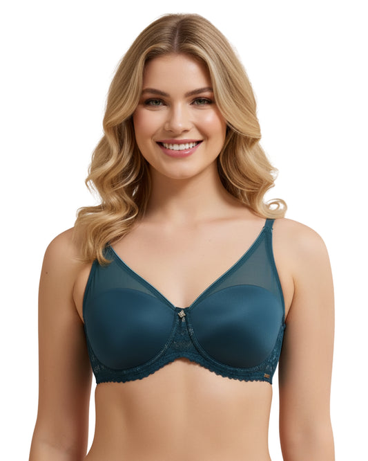 amante Glimmer Lace Padded Wired Bra | Balconette Bralette with Shimmer Lace | BRA111701