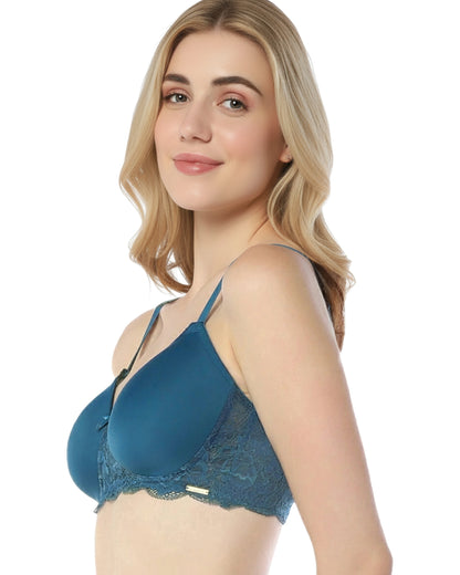 amante Lace Elegance Bra | Padded Non-Wired Lace & Microfiber Bra for Women | BRA87701