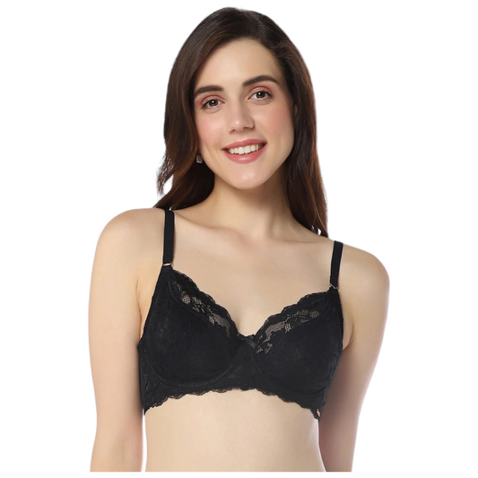 Amante Non Padded Wired Floral Lace Support Bra|Bra101601