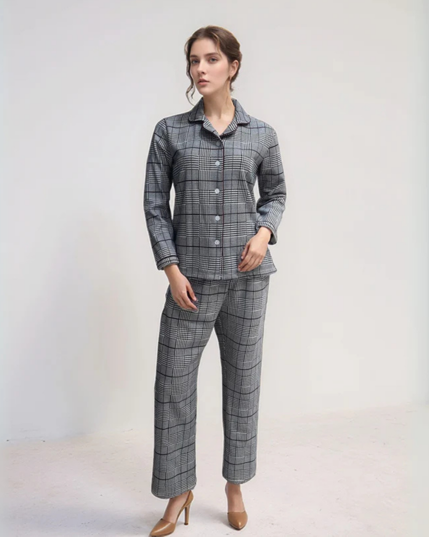 Fablush Womens Front Open Full Sleeves Nightsuit | Bonded With Fur | Fb37005