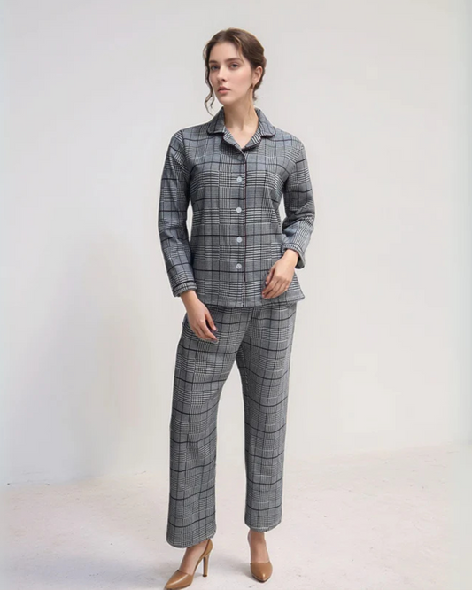 Fablush Womens Front Open Full Sleeves Nightsuit | Bonded With Fur | Fb37005