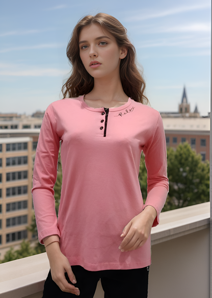 Vieviana T-Shirt Full Sleeves V Neck Athleisure|Ev2102