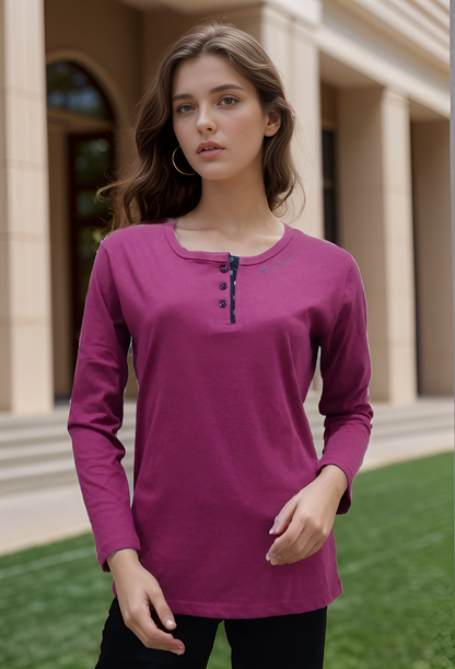 Vieviana T-Shirt Full Sleeves V Neck Athleisure|Ev2102