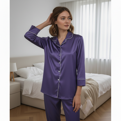 Fablush Women's Satin Nightsuit Bridal Nightwear | Luxe Satin | EV501