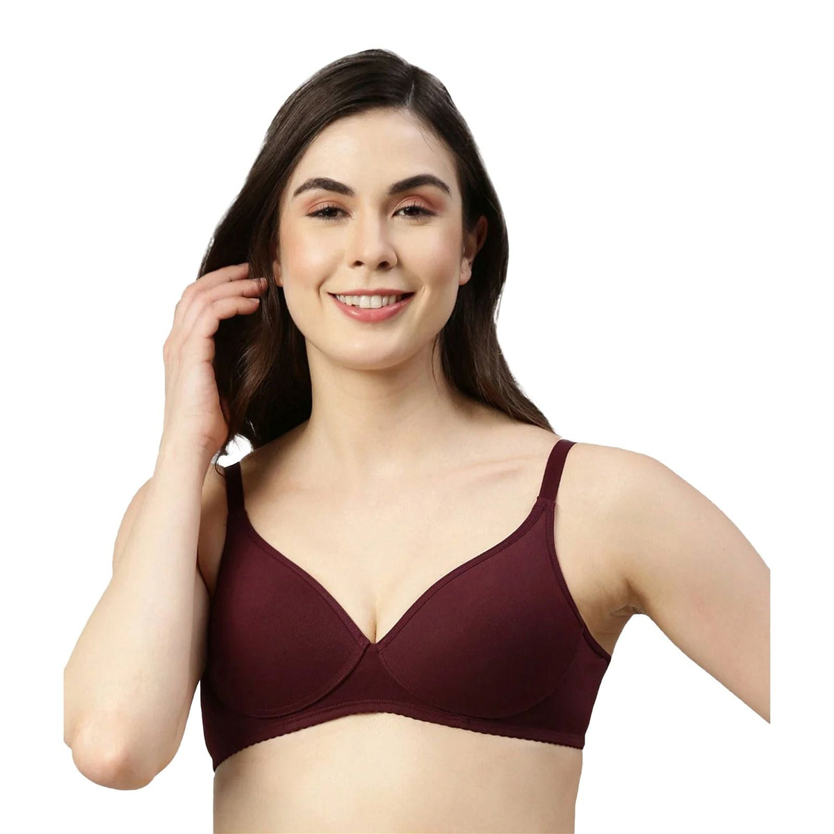 Enamor Padded Non Wired Cotton TShirt Bra|A039 Grape Wine