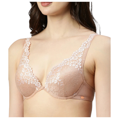 Enamor Plunge Push Up Padded Lacy Bridal Bra|F043