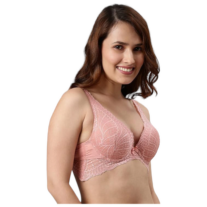 Enamor Plunge Push Up Padded Lacy Bridal Bra|F091