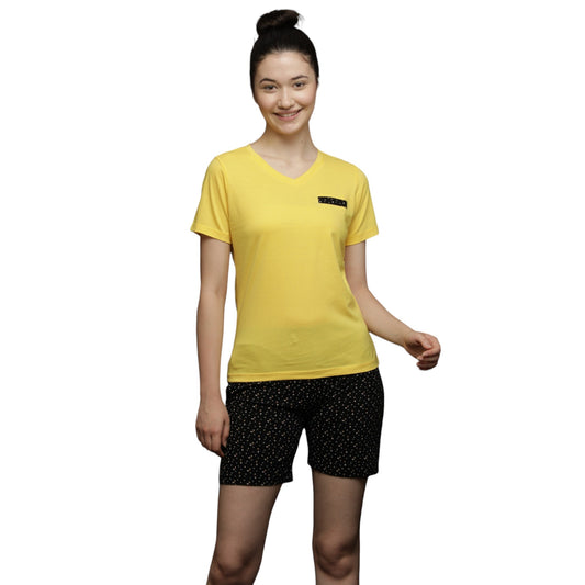 Vieviana women solid Yellow top & shorts set  Ev12002