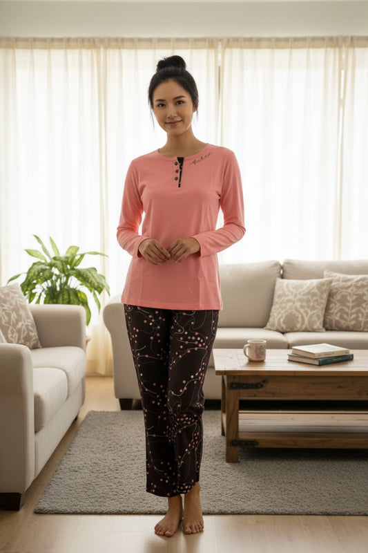 Vieviana Women’s Full Sleeves PJ Set | Soft Cozy Nightwear | Comfortable Lounge Wear | EV14112