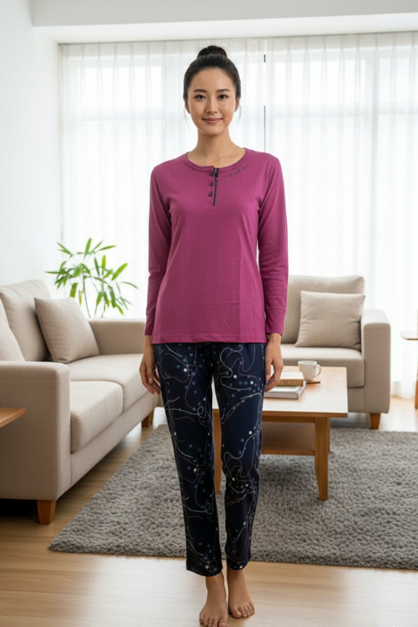 Vieviana Women’s Full Sleeves PJ Set | Soft Cozy Nightwear | Comfortable Lounge Wear | EV14112