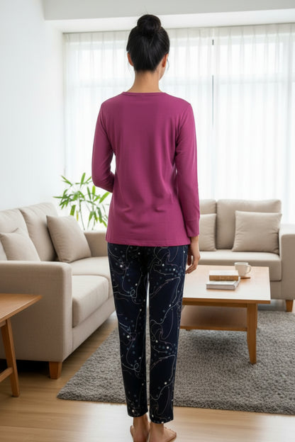 Vieviana Women’s Full Sleeves PJ Set | Soft Cozy Nightwear | Comfortable Lounge Wear | EV14112