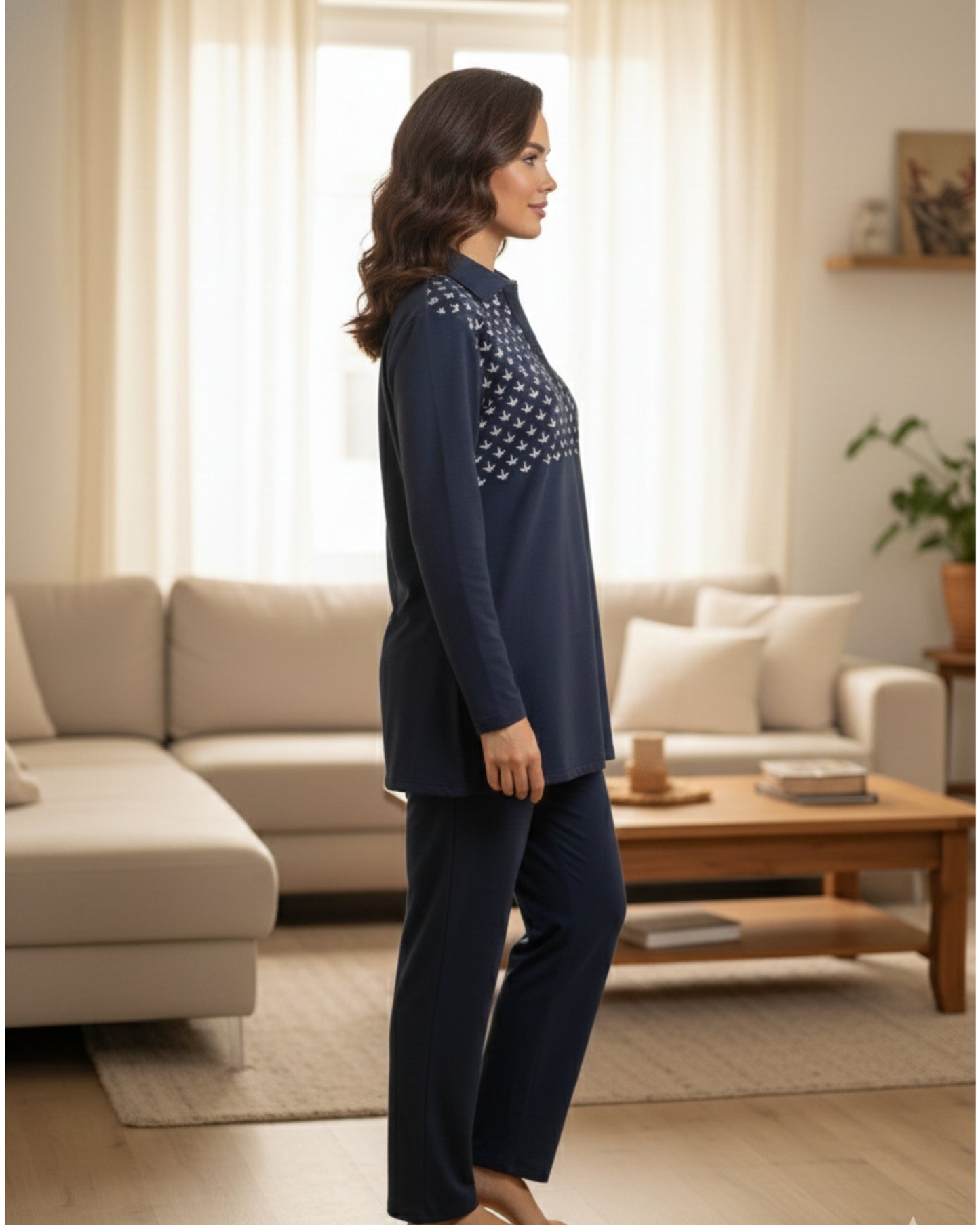 Vieviana Women’s Winter Kurti Nightsuit | Warm Nightwear Set | Cozy Winter Fabric | EV5003