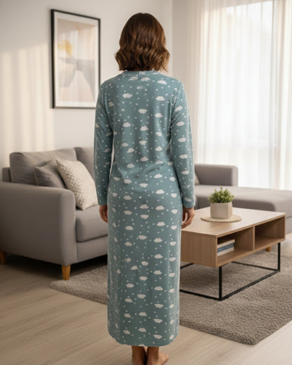 Vieviana Women’s Full Sleeves Nighty | Winter Warm Nightwear | Cozy Soft Fabric | EV5004