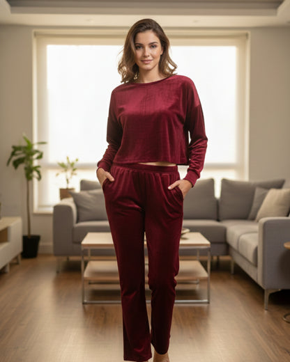 Vieviana Women’s Winter PJ Set | Full Sleeves Cozy Nightwear | Warm Soft Fabric | EV5005