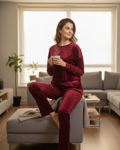 Vieviana Women’s Winter PJ Set | Full Sleeves Cozy Nightwear | Warm Soft Fabric | EV5005