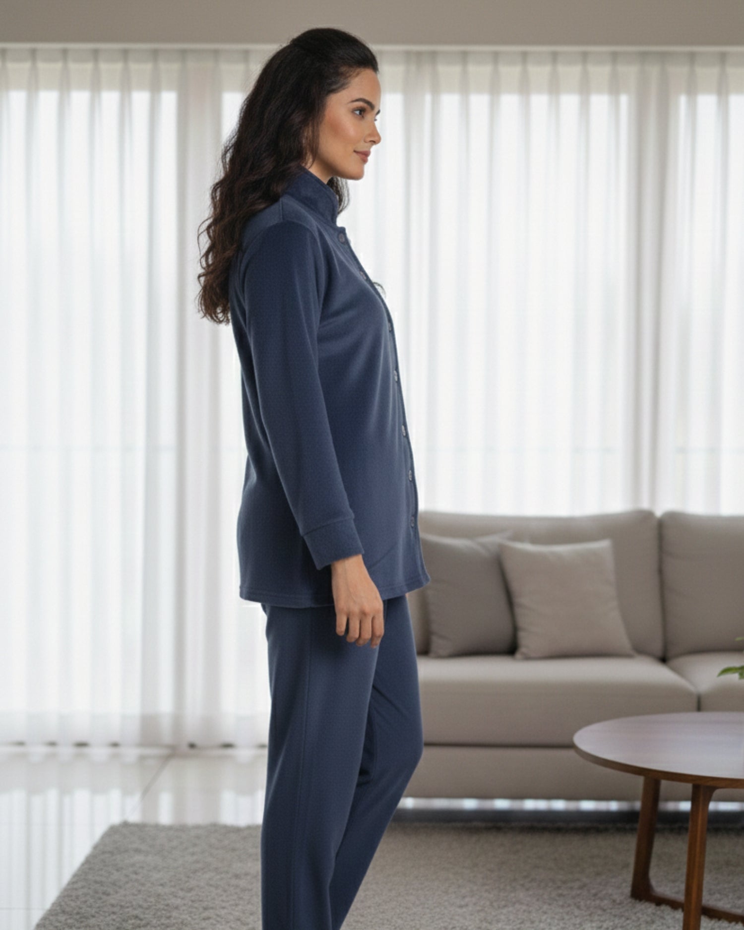 Vieviana Front Open Full Sleeves Nightwear for Women | Soft Cotton Comfort Night Suit | EV5007 Onion Pink