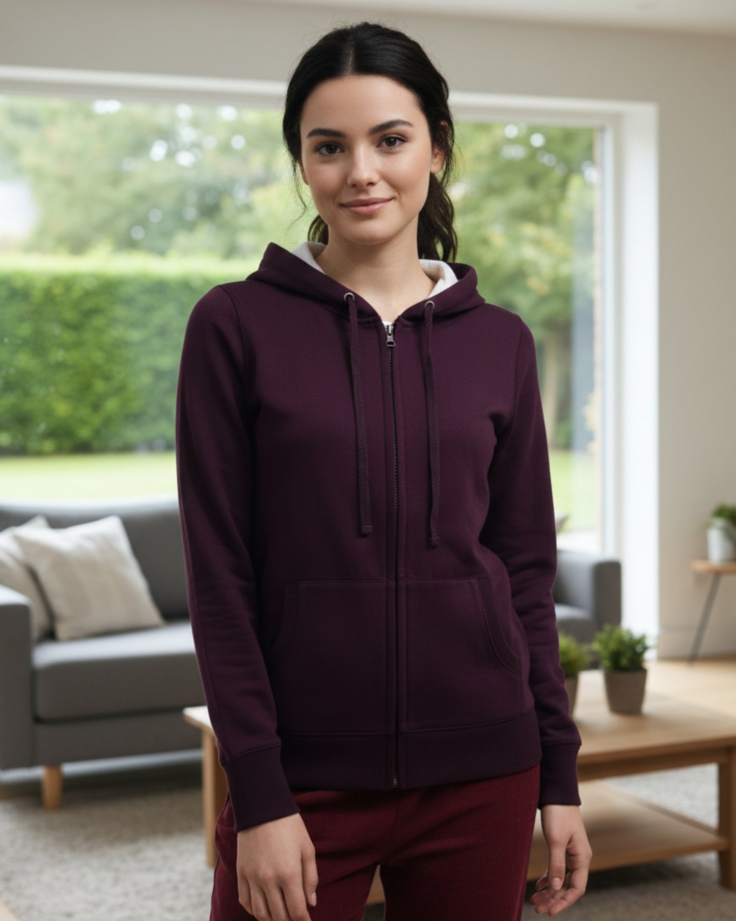 Vieviana Women’s Athleisure Jacket | Winter Zipper Jacket | Cozy Cotton Rich Outerwear | EV613 Wine