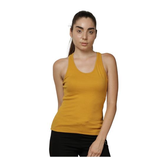 Vieviana Casual Solid Women Yellow Tank Top