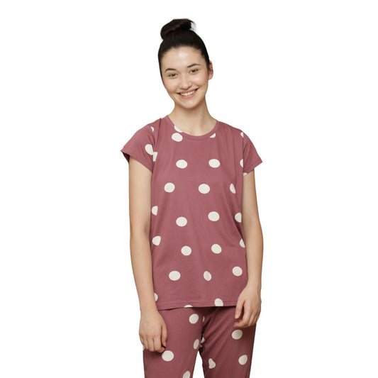 Evian women printed Red top & pyjama set  Ev14001- 