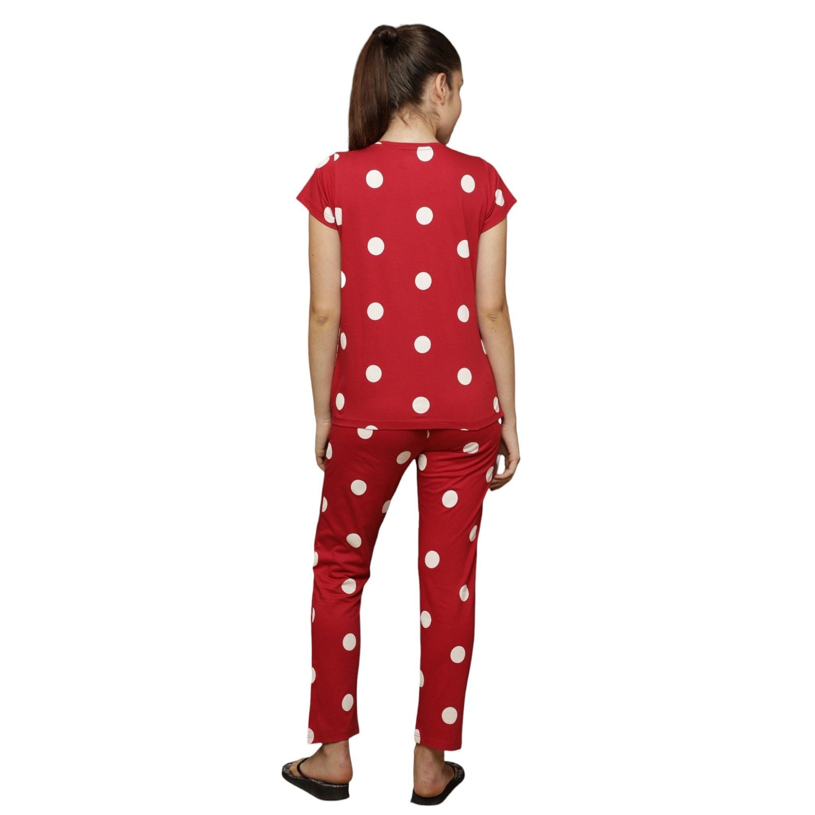 Evian women solid Red top & pyjama set  Ev14005- 