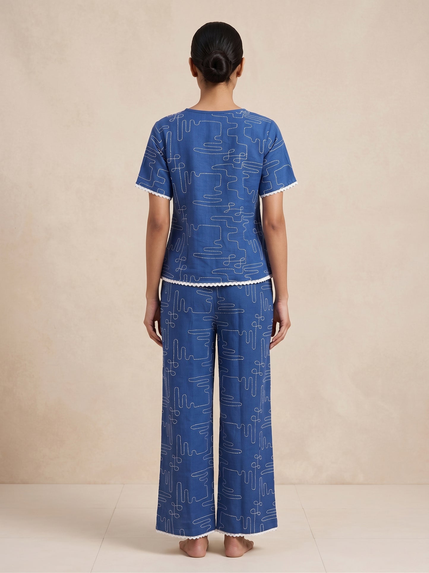 Fablush Women’s Embroidered Co-Ord Nightwear Set | Cotton Blend Lounge Wear | FB14015