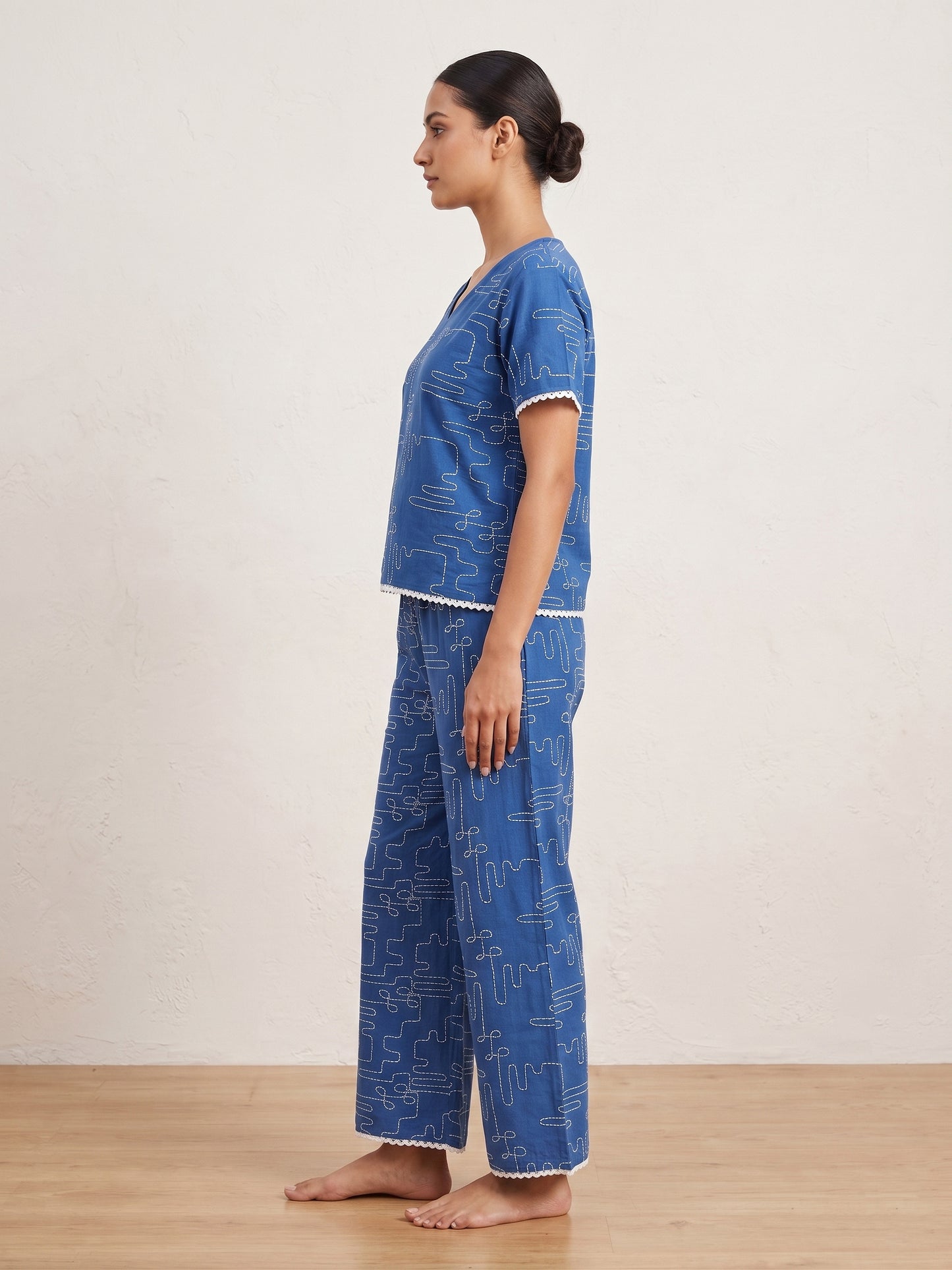 Fablush Women’s Embroidered Co-Ord Nightwear Set | Cotton Blend Lounge Wear | FB14015
